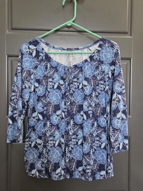 St. John's Bay Navy Floral Tie-Front Tunic